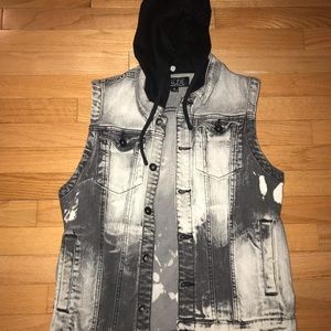 Bleach splatter denim vest